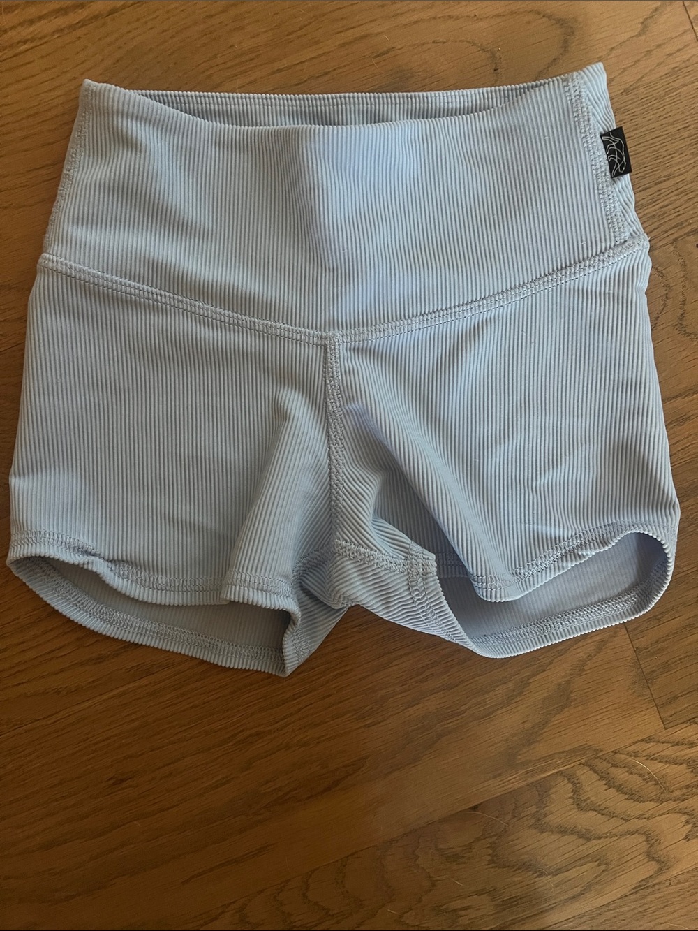 Ribbed High-Waist Kids Shorts in Light Blue